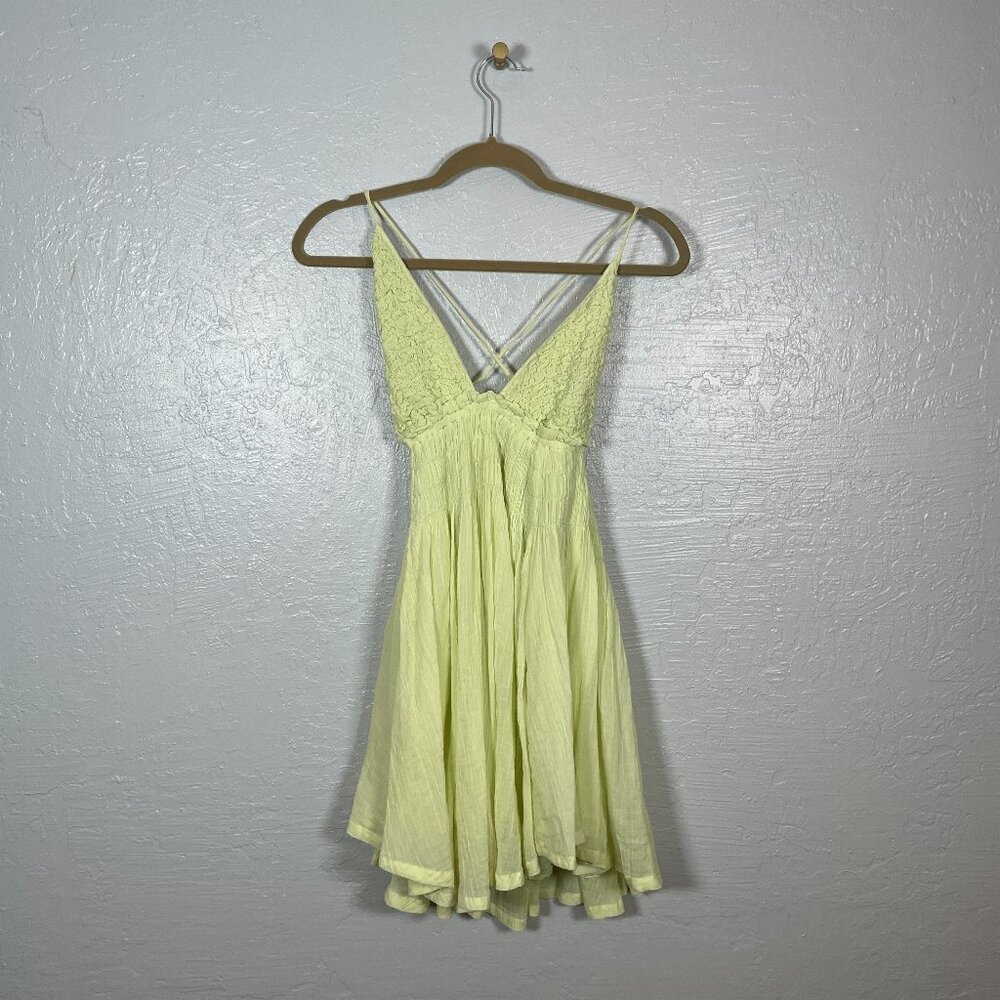 Free People Pale Yellow Mini Dress